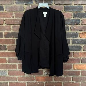 CHICOS black jacket blazer 3/4 sleeve size 1 / medium
